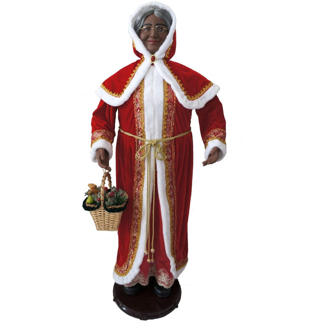 Christmas Time 58-in. African American Dancing Mrs. Claus with Hooded Cloak