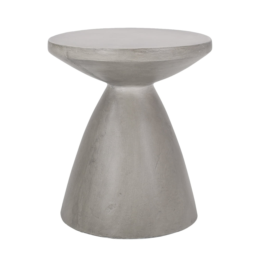 Outdoor Lightweight Concrete Side Table Grey Modern Contemporary Round Water - Diamond Home USA
