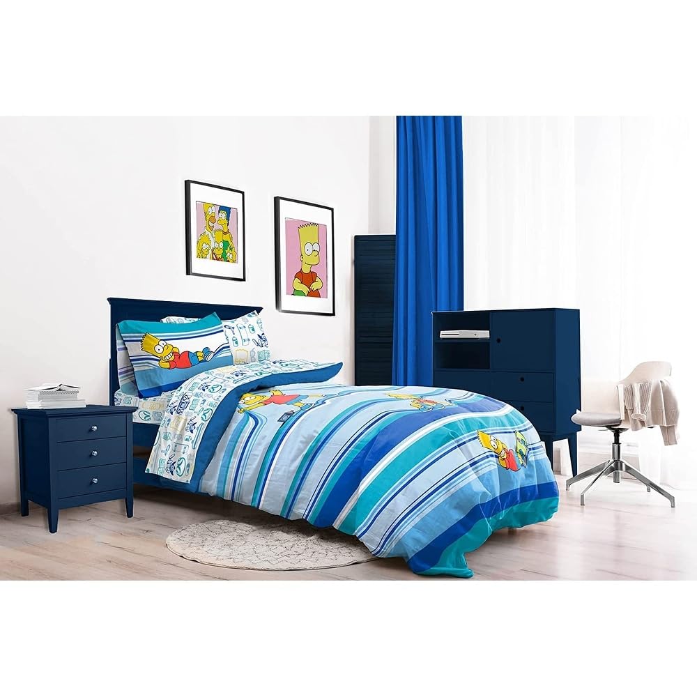 Who Wants to Know Twin Bed Set Blue Microfiber