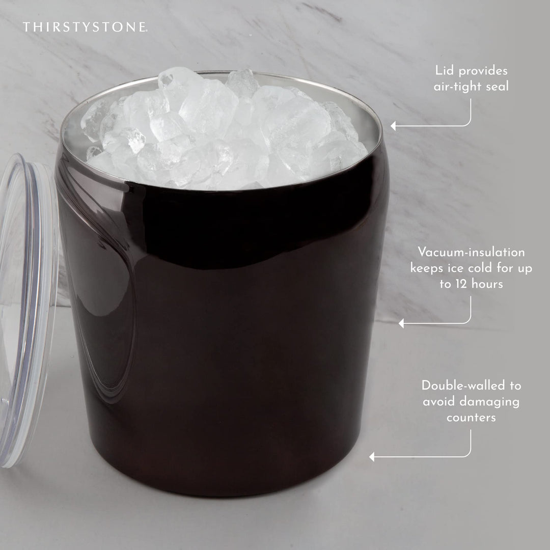 Cambridge 3-Quart Insulated Stainless Steel Ice Bucket 0 BLACK - Diamond Home USA