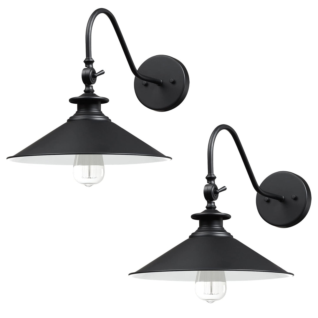 2pk Black Barn Lights Outdoor Gooseneck Sconces Wall Lighting Farmhouse Modern