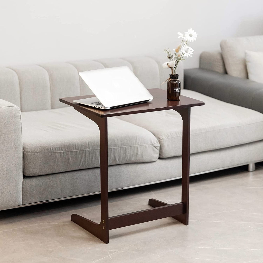Tv Tray Table Bamboo Dinner C Shaped End for Sofa Couch Laptop Living Room - Diamond Home USA