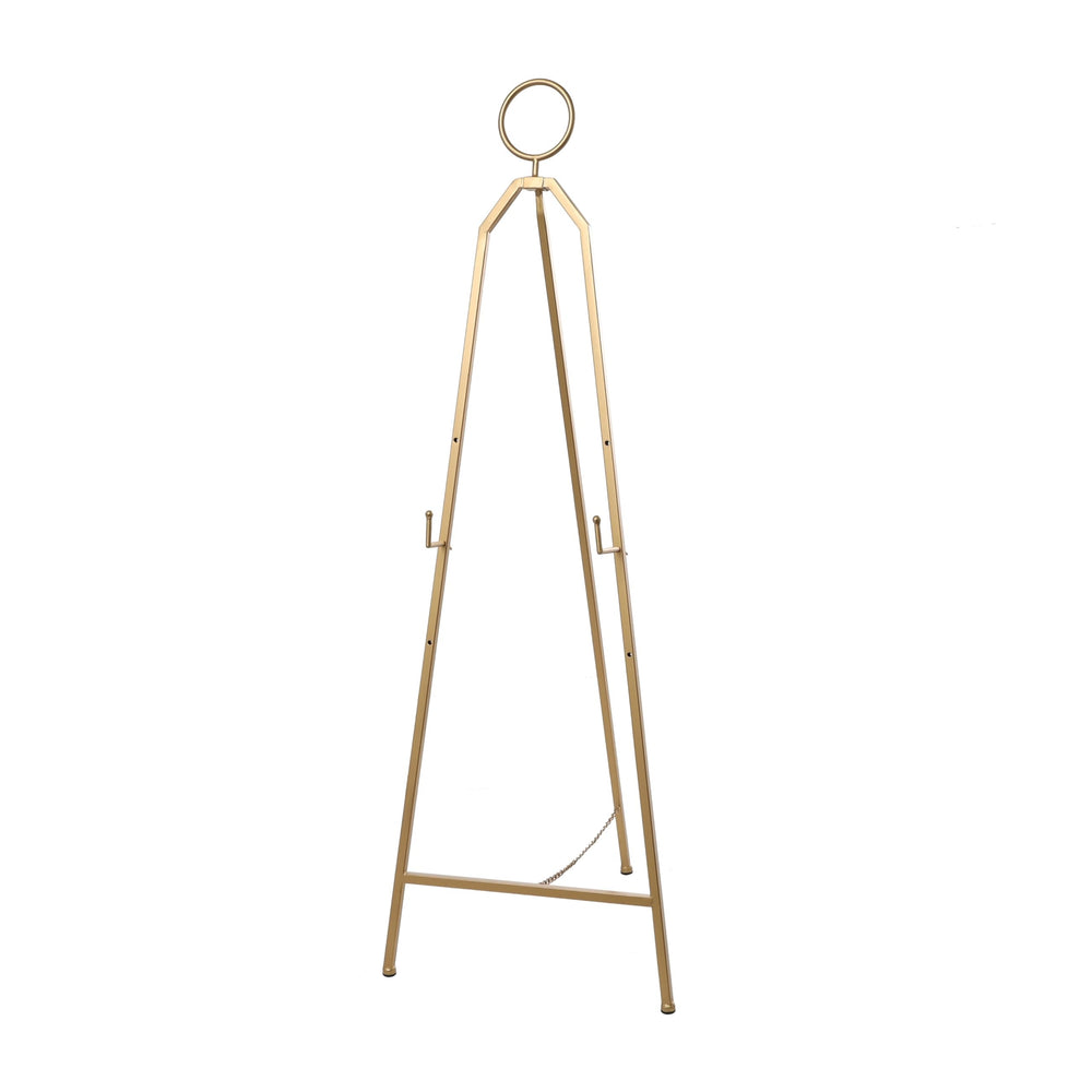Gold Metal Tall Adjustable Minimalistic Easel with Circular Ring Top Glam Iron - Diamond Home USA
