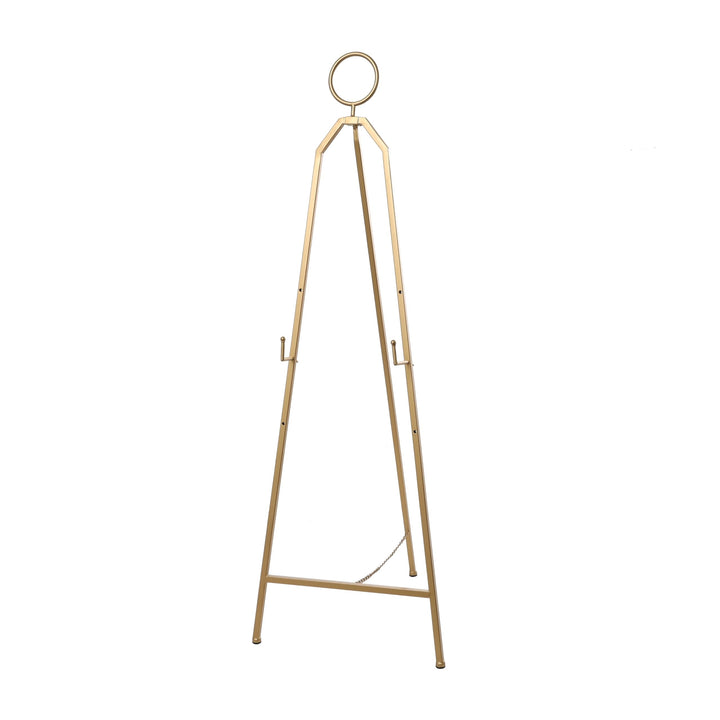 Gold Metal Tall Adjustable Minimalistic Easel with Circular Ring Top Glam Iron - Diamond Home USA