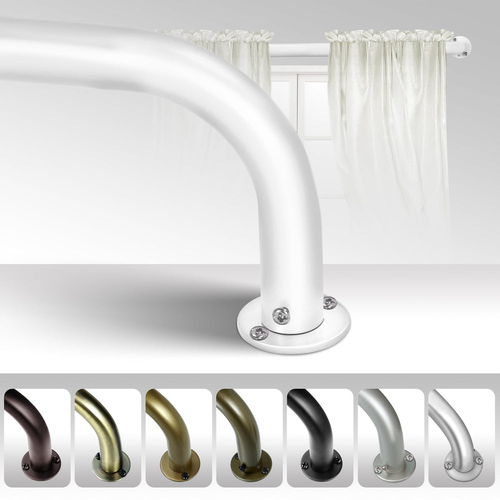 Energy aving Wrap Around Black Out Return Adjustable Window Curtain Metal Rod 84"-120" - Glossy White - Diamond Home USA