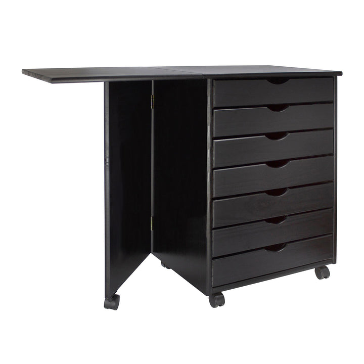 Adeptus Original Drop Leaf Roll Cart with Desk Sold Wood 7 wer Extra Wide - Diamond Home USA