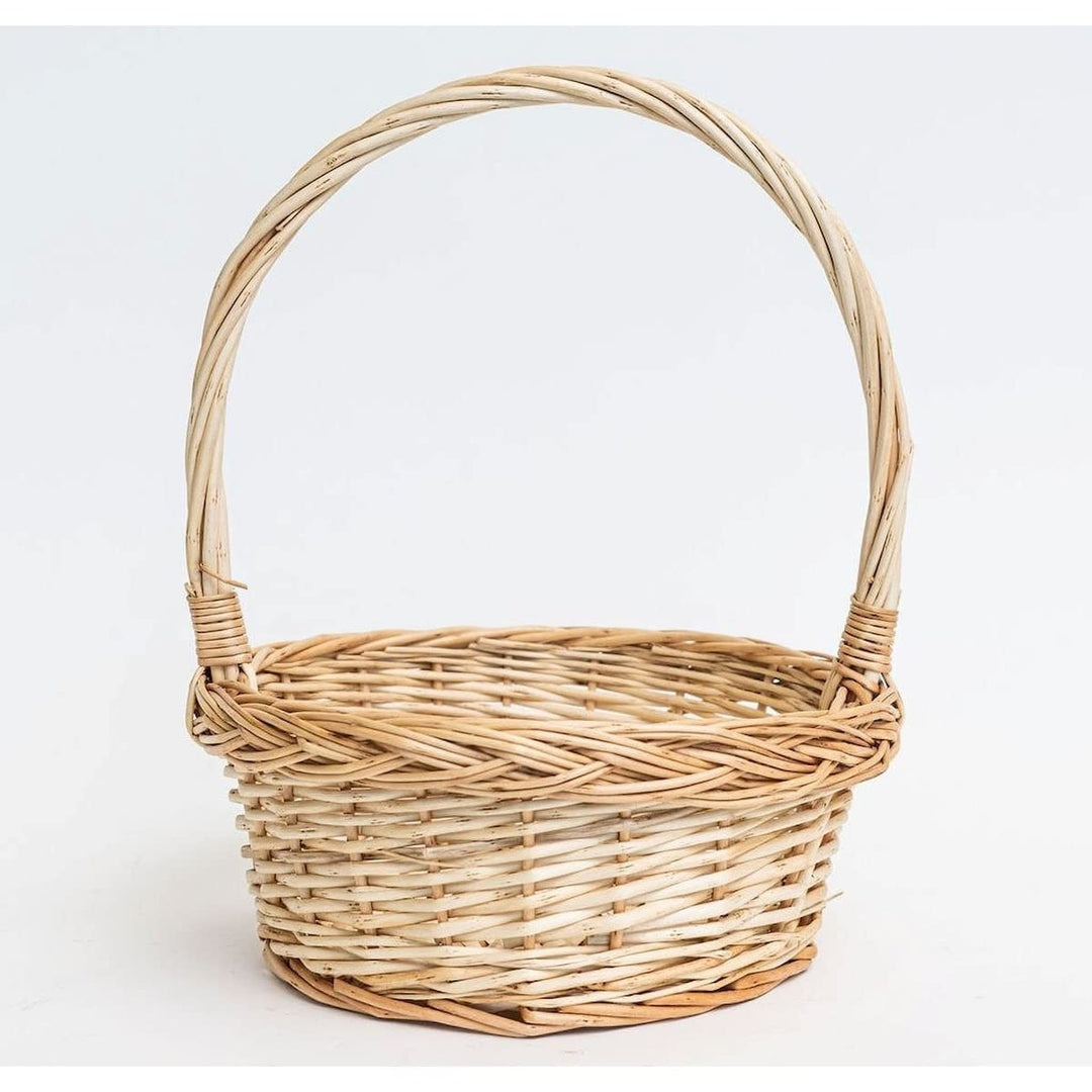 Brown Willow Round With Handle Basket Wood