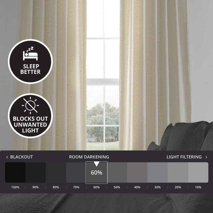 Exclusive Fabrics French Linen Room Darkening Curtains Panel - Elegant luxurious Drapes (1 Panel)