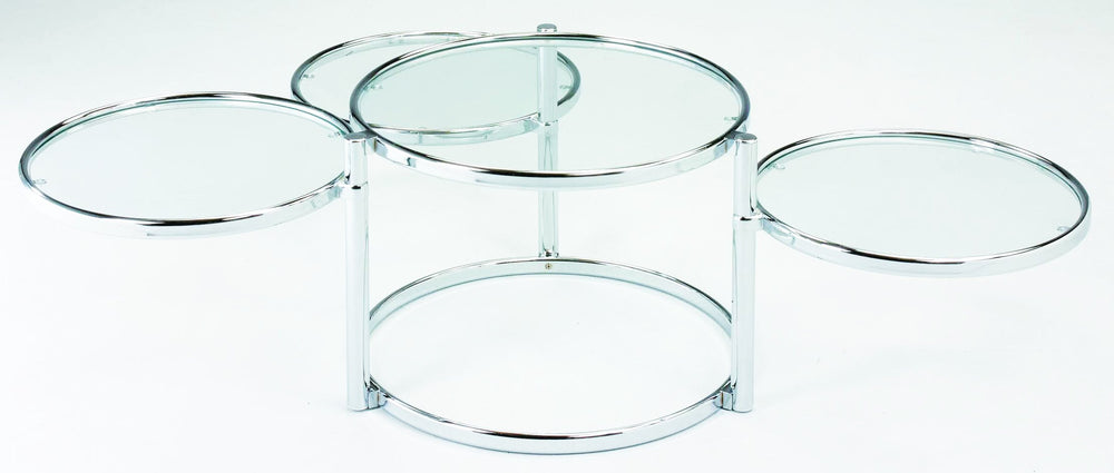 New Spec Cota Chrome frame and Glass 3 Tier Swivel Motion Coffee Table - Diamond Home USA