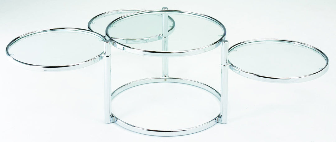 New Spec Cota Chrome frame and Glass 3 Tier Swivel Motion Coffee Table - Diamond Home USA