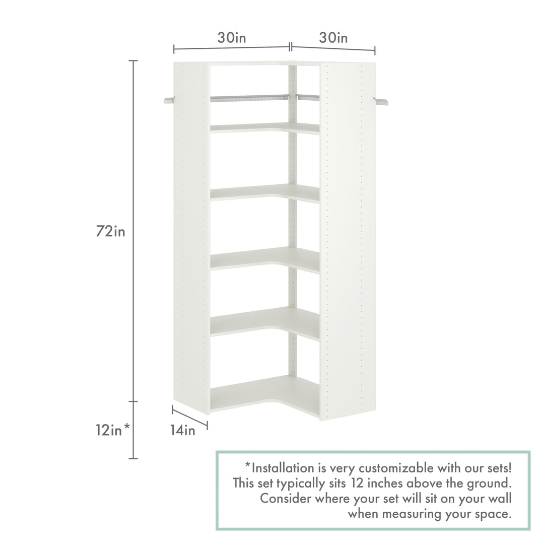 Easy Track Adjustable Corner Tower Clothing Storage Kit Closet Organizer White - Diamond Home USA