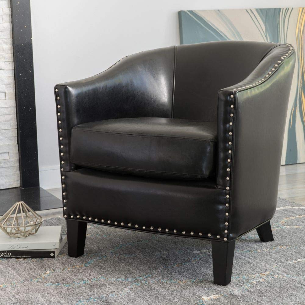 Christopher Knight Home Austin Leather Club Chair Black - Diamond Home USA