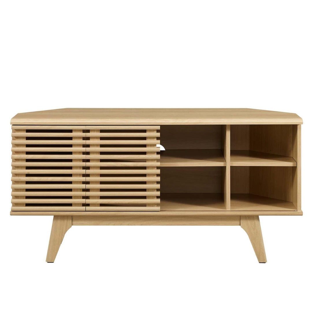 Modway Render Mid-Century Modern Low Profile 46" Corner Media TV Stand in Oak 15 - Diamond Home USA