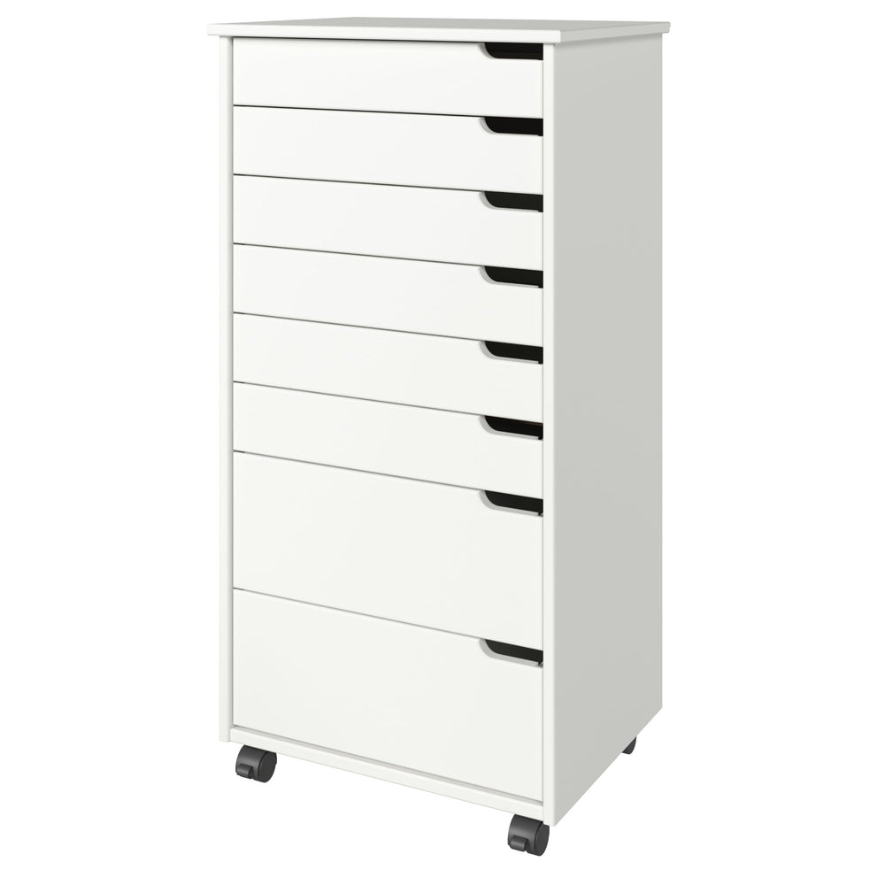 Original Euro Roll Cart Solid Wood 6+2 Drawer Extra Wide Drawers Carts White - Diamond Home USA
