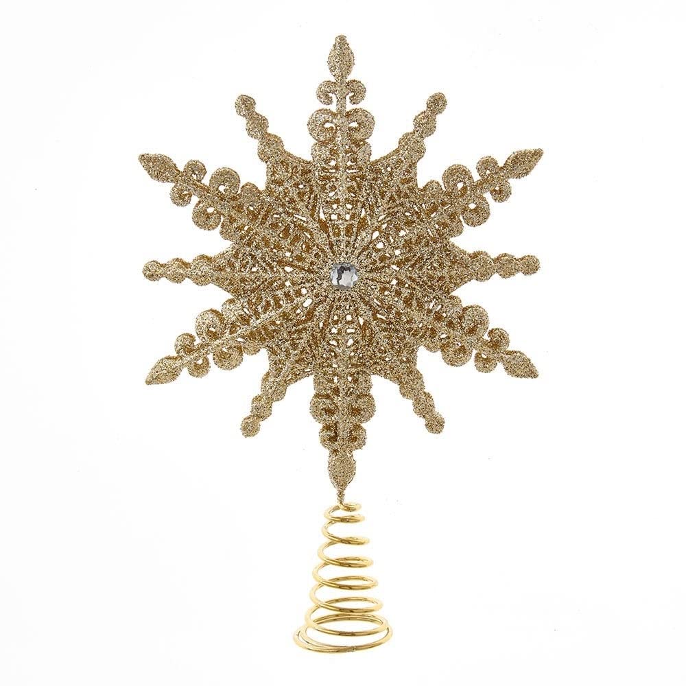 8-inch Champagne Gold Star Tree Topper Plastic
