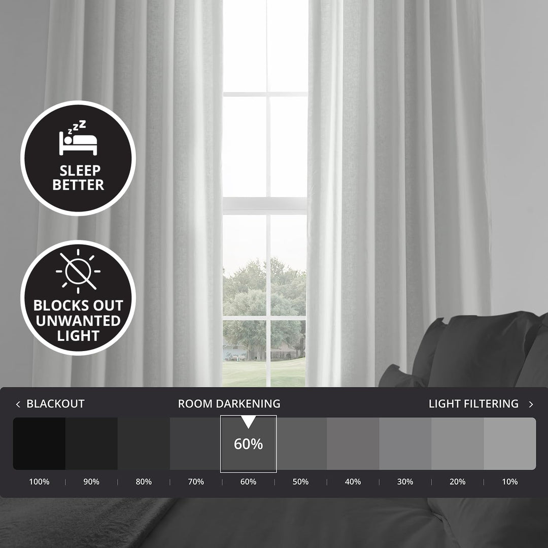 Exclusive Fabrics French Linen Room Darkening Curtains Panel - Elegant luxurious Drapes (1 Panel)
