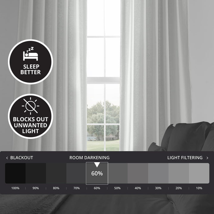 Exclusive Fabrics French Linen Room Darkening Curtains Panel - Elegant luxurious Drapes (1 Panel)