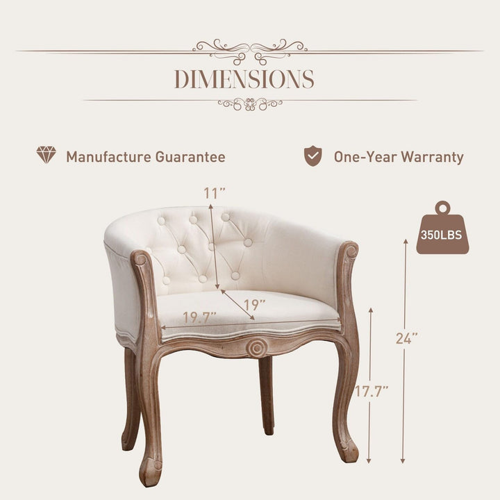 French Vintage Upholstered Accent Chair for Living Room Beige Solid Country - Diamond Home USA