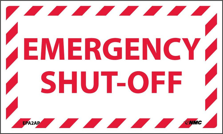 NMC EPA2AP Lock Out/Shut Off Label "EMERGENCY SHUT-OFF" 5" Width x 3" Height