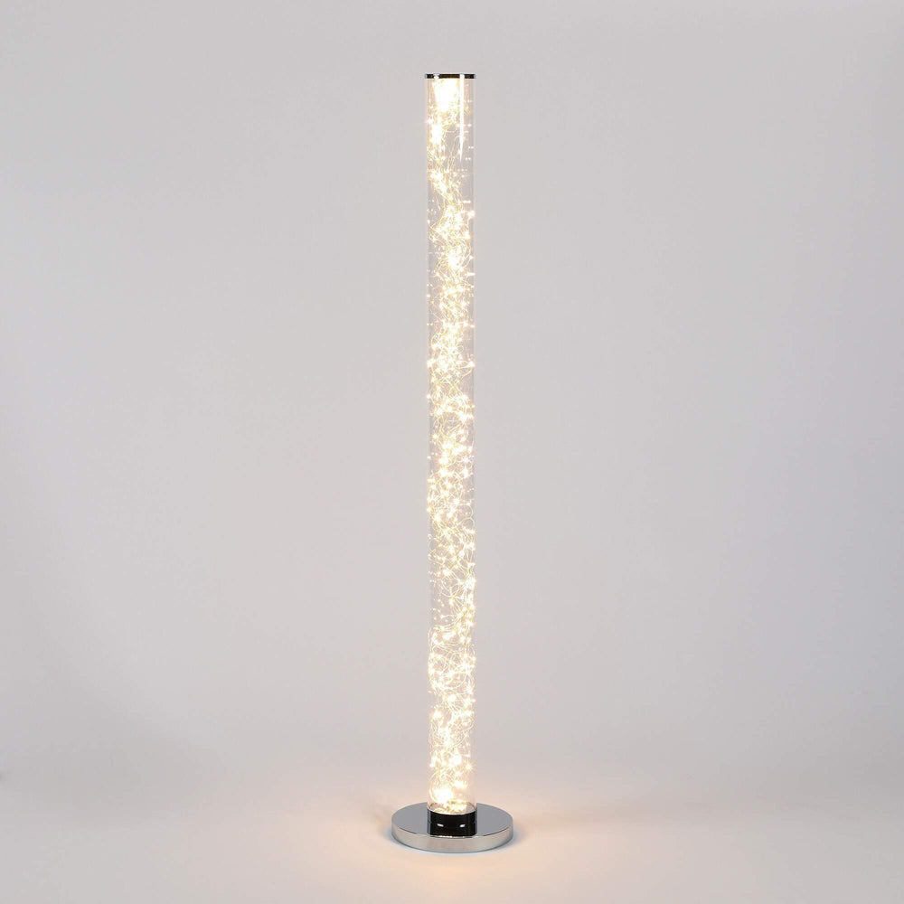 Led Column Floor Lamp Crystal White Reading Light with Rope Chrome Standing Lamp - Diamond Home USA