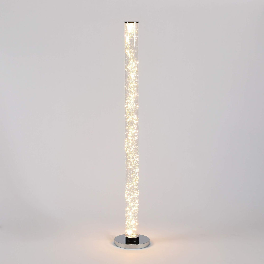 Led Column Floor Lamp Crystal White Reading Light with Rope Chrome Standing Lamp - Diamond Home USA