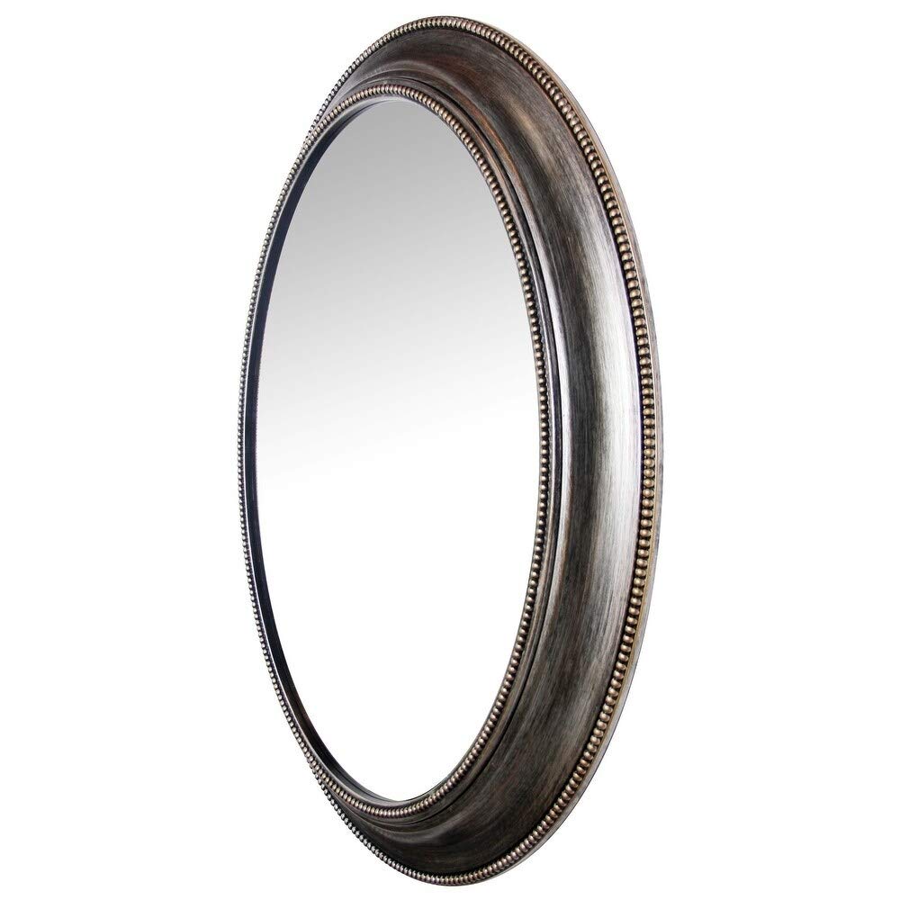 Oval Wall Mirror with Vintage Silvertone Finish Traditional - Diamond Home USA