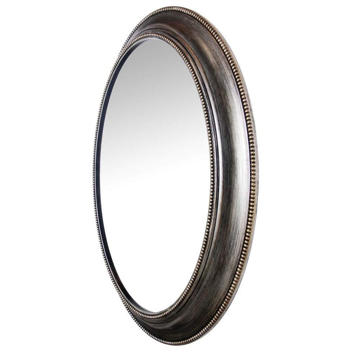 Oval Wall Mirror with Vintage Silvertone Finish Traditional - Diamond Home USA