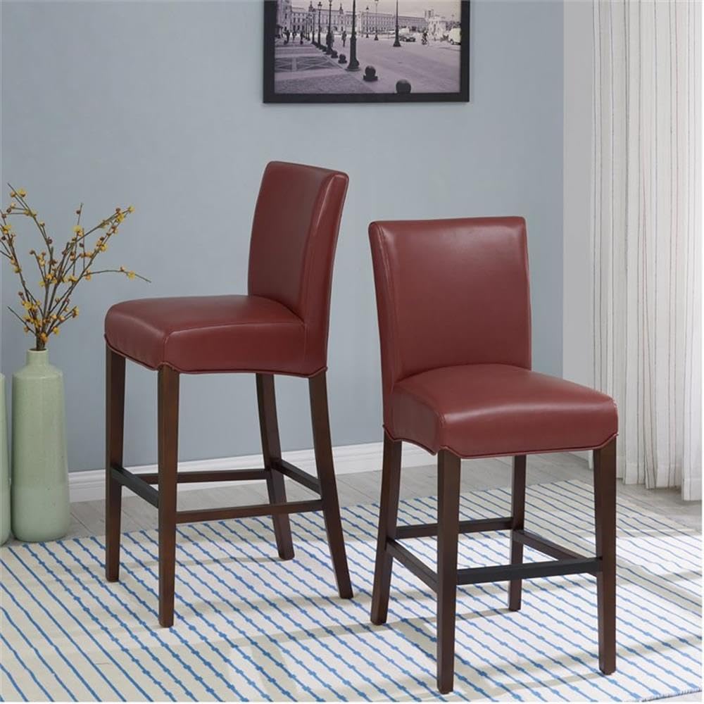 New Pacific Direct Milton Bonded Leather Counter Bar & Counter Stools Dark Brick pomegranate - Diamond Home USA