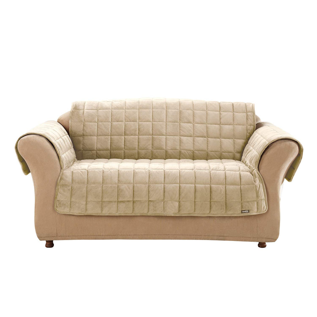 SureFit Deluxe Pet Sofa Cover Furniture Protector Plush Mink Couch with Odor Ivory