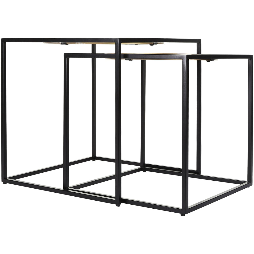 Nesting Mirrored End Tables 21" h X 21" w 21" d 19" h 19" w 19" d Black Modern - Diamond Home USA