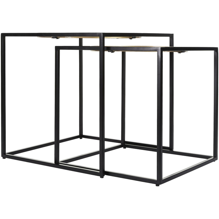 Nesting Mirrored End Tables 21" h X 21" w 21" d 19" h 19" w 19" d Black Modern - Diamond Home USA