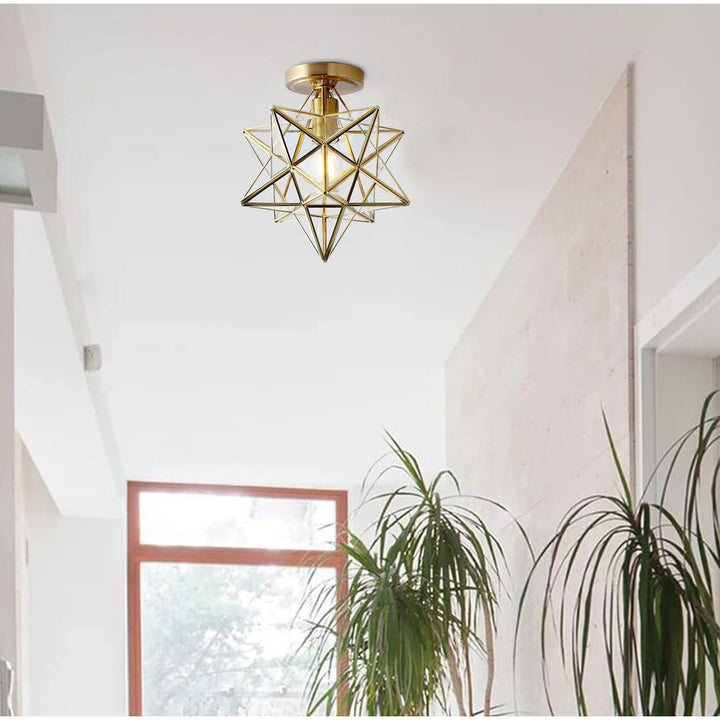 Modern Gold 1-light Star Geometric Semi Flush Mount Light Fixture Contemporary - Diamond Home USA