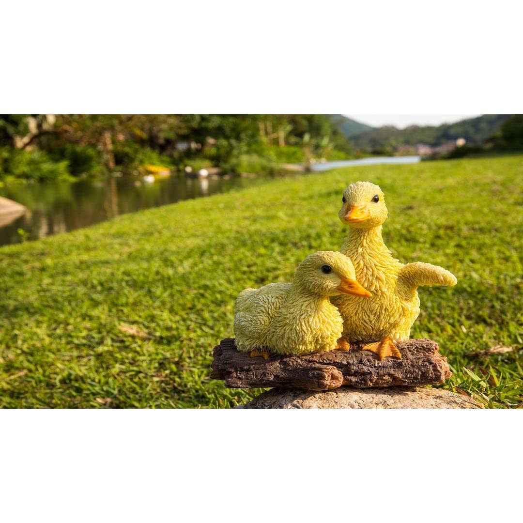 Playful Ducklings Garden Statue -Yellow Yellow Polyresin