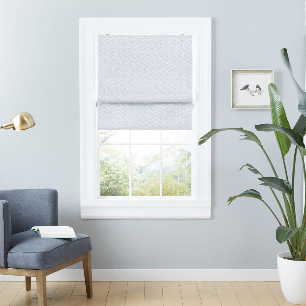 Exclusive Home Esme Total Blackout Roman Shade 34"x64" Silver - Diamond Home USA