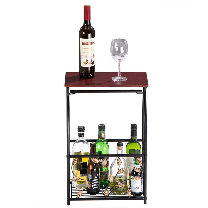 Side Snack Table with Storage Basket at The Bottomend Brown Classic MD Cherry - Diamond Home USA