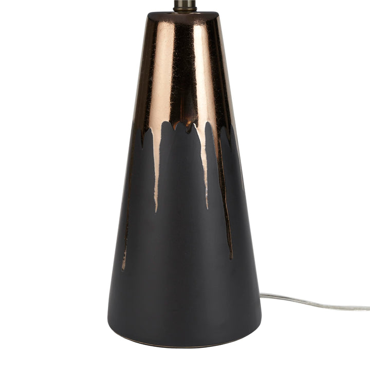 Nourison 27" Black & Gold Paint Drip Ceramic Table Lamp for Bedroom Living