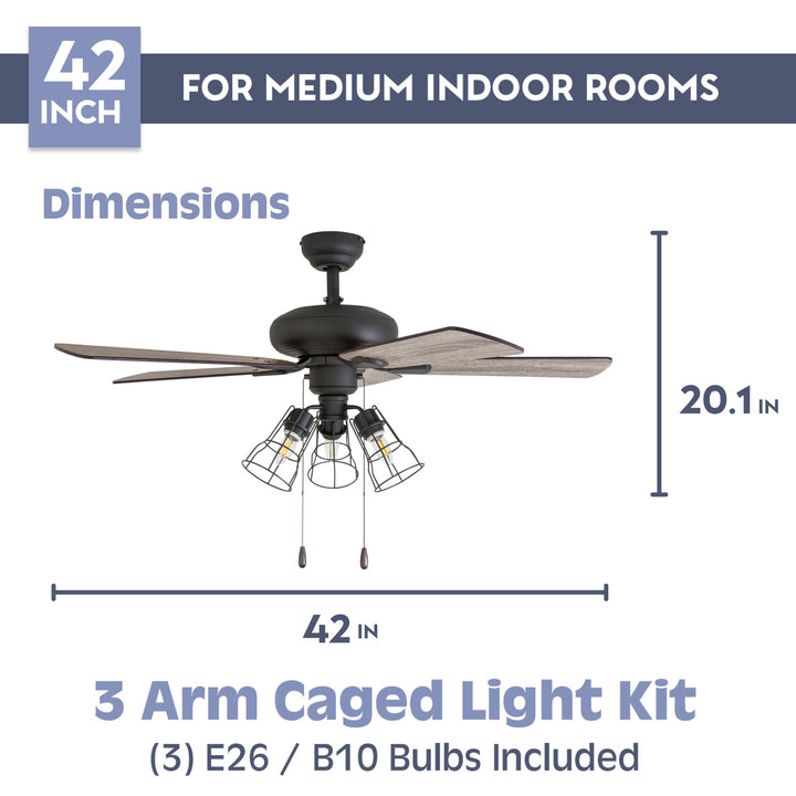 Prominence Home Madison County 42 Inch Industrial Style LED Ceiling Fan with - Diamond Home USA