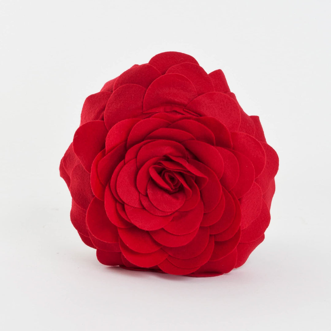 SARO LIFESTYLE Flower Design Poly Filled Throw Pillow Red 16" 16"x16 - Red