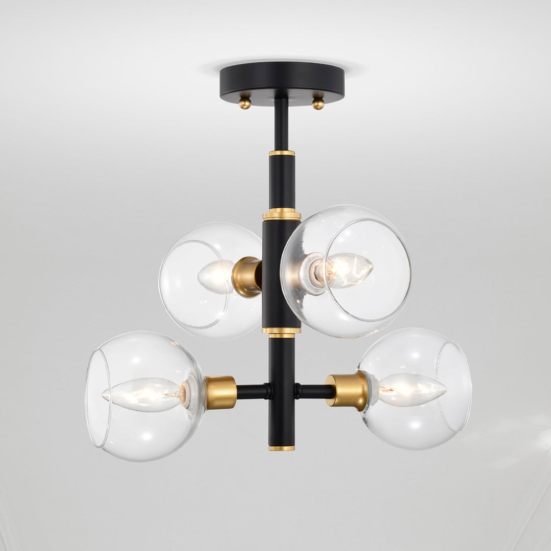 Warehouse of Tiffany 2033/4BG Silvia 15 in. 4-Light Indoor Matte Black and - Diamond Home USA
