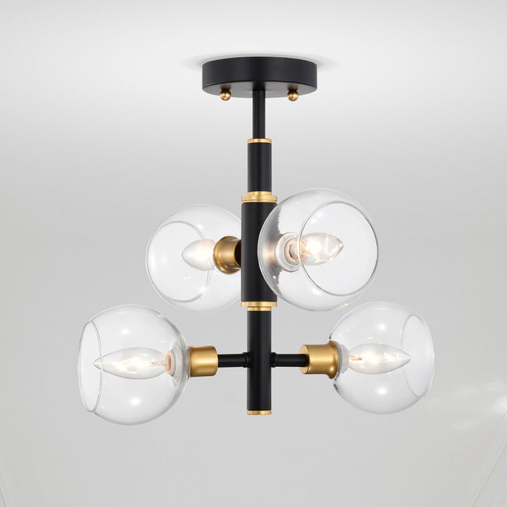 Warehouse of Tiffany 2033/4BG Silvia 15 in. 4-Light Indoor Matte Black and - Diamond Home USA