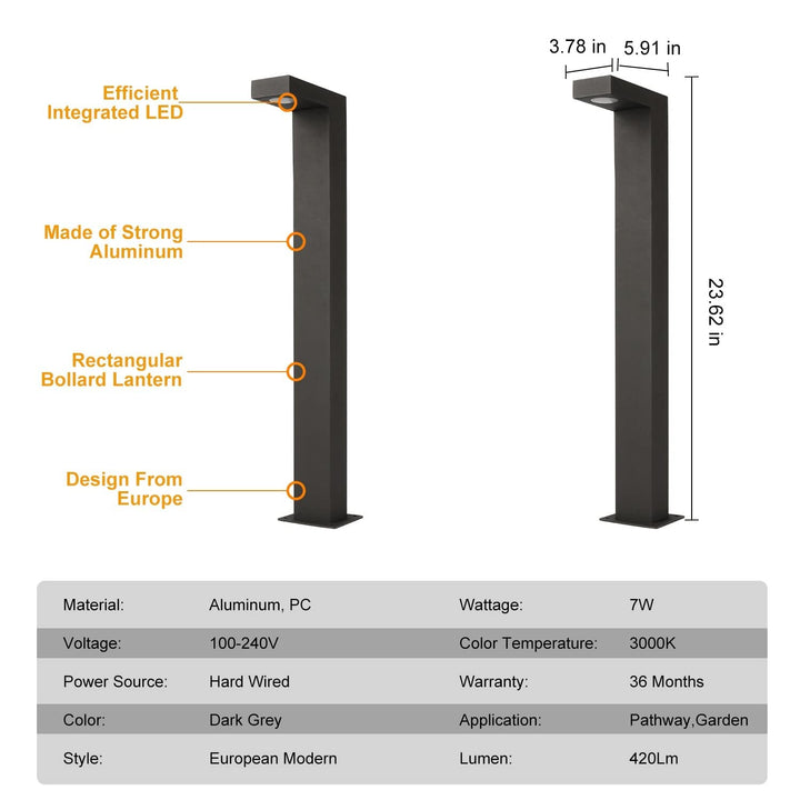 Outdoor Pathway Led Light Landscape Lighting 7w 23.62in Brown - Diamond Home USA