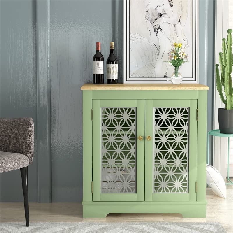 LIVILAND 30 in. Storage Sideboard Buffet Accent Cabinet - Green - Diamond Home USA
