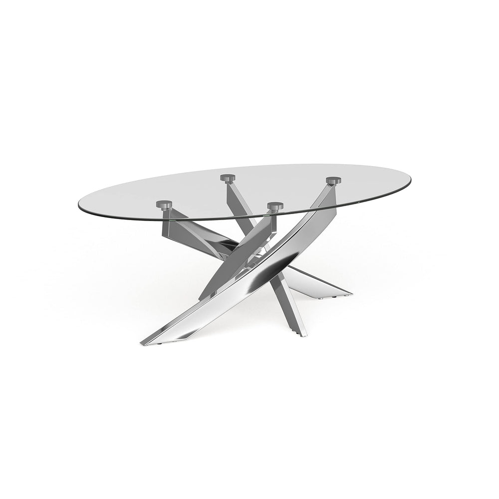 Furniture of America Dess Modern Chrome Metal Oval Coffee Table - Diamond Home USA