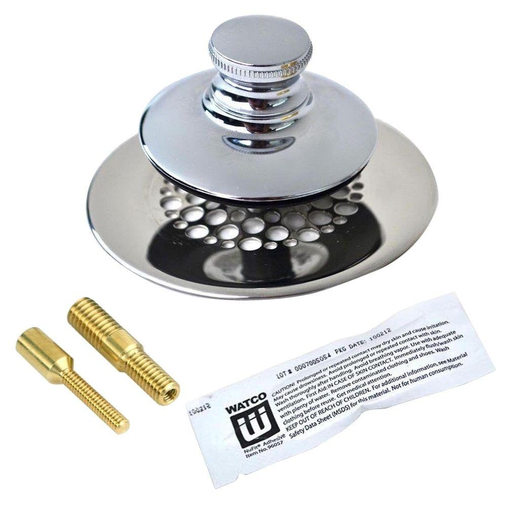 Watco Universal NuFit Push Pull Bathtub Stopper with Grid Strainer and