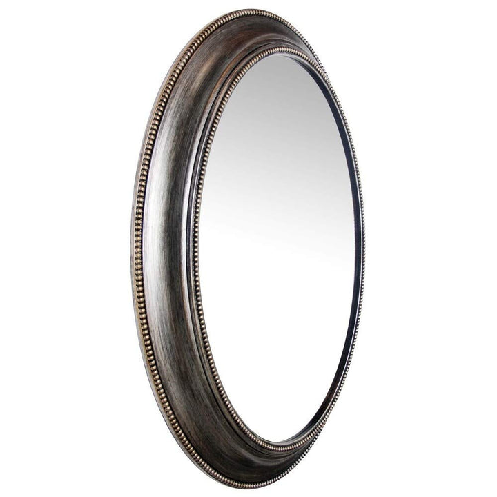 Oval Wall Mirror with Vintage Silvertone Finish Traditional - Diamond Home USA