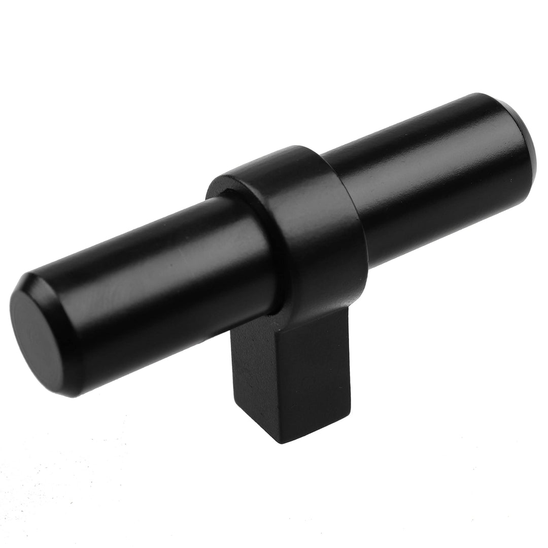 10-Pack 2-1/4-inch Solid Steel Euro Cabinet T-knob Black Modern Contemporary