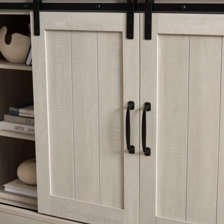 Bathroom Living Room Storage Cabinet with Sliding Doors Grey Modern Contemporary - Diamond Home USA