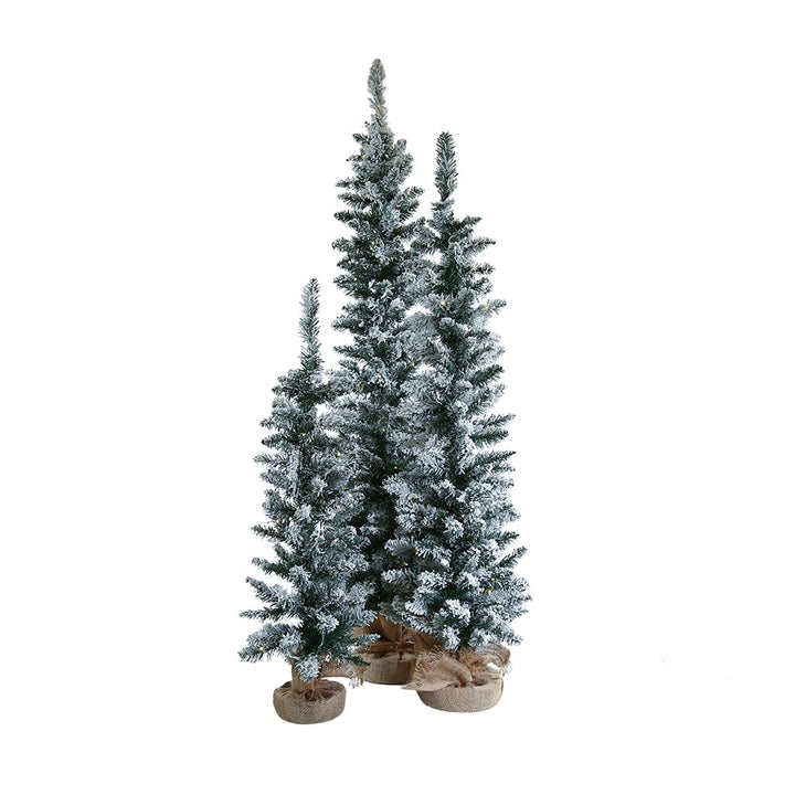 Kurt S. Adler 3-5-Foot Flocked White Slim Pine LED Trees 3-Piece Set