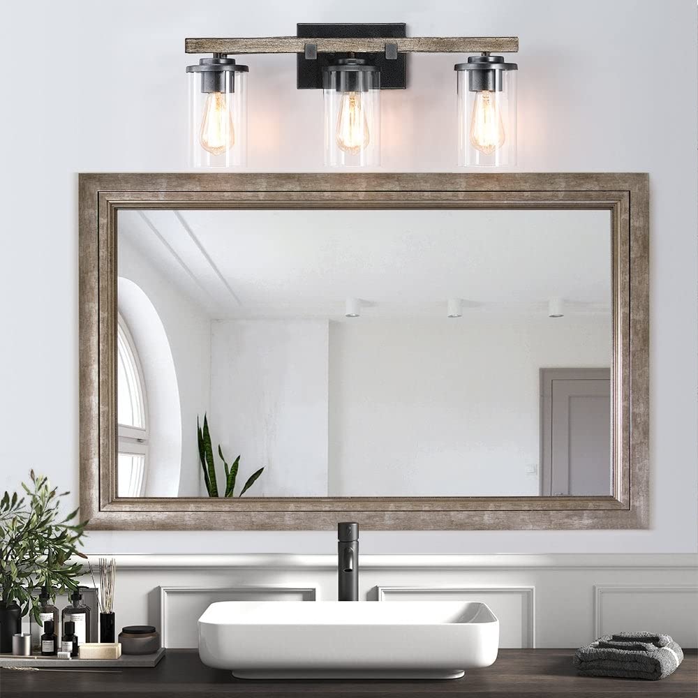 22 in. 3-light Natural Iron and Distressed Wood Industrial Farmhouse Bathroom - Diamond Home USA
