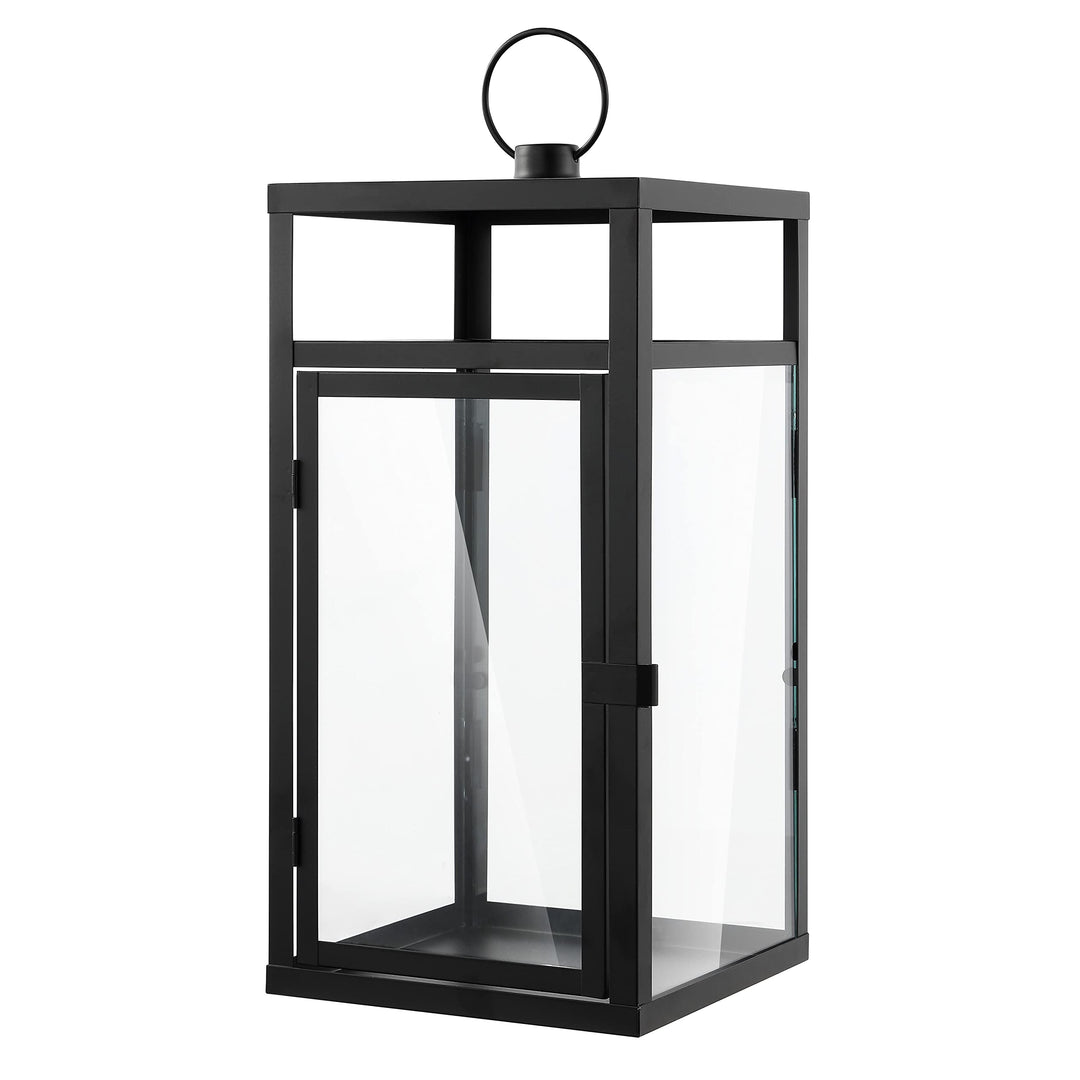 Lighting Outdoor Lantern 9" W X D 20" H Black Modern Contemporary Glass Metal - Diamond Home USA